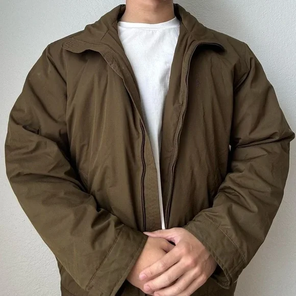 Vintage 2000s Polo Ralph Lauren Logo Embroidered Men's Olive Brown Puffer Jacket - Picture 1 of 7